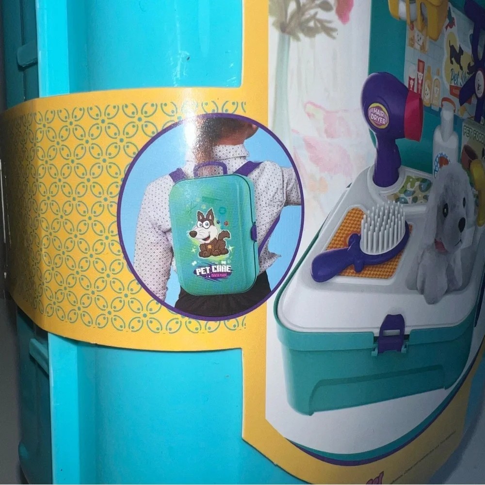 Teuvo Pet Care Backpack Play Set - Teal and White